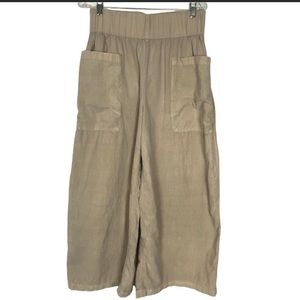 FREE PEOPLE Mia Wide Leg Pants Wide Elastic Waist Cream M B41-6